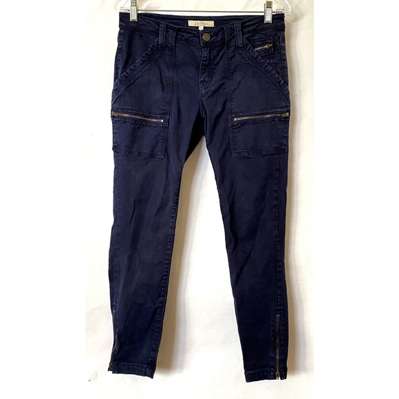 JOIE Pants - Joie Womens Park Skinny Pants 29 Navy Blue Utility Cargo Lyocell Blend Calf Zips